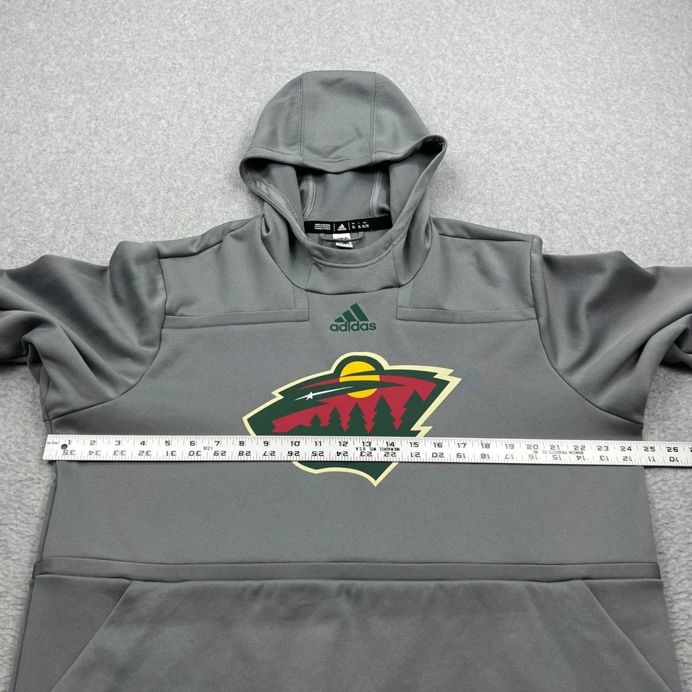 Minnesota Wild Adidas Hoodie Mens XL Gray NHL Hockey Team Pullover Sweatshirt